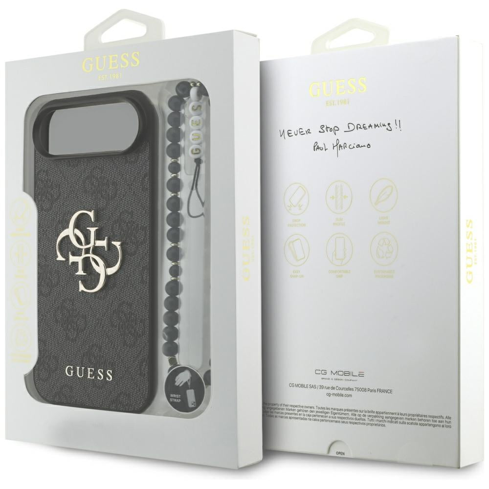 Pouzdro pro Apple iPhone 17 Air, Guess, 4G Classic Logo with Strap, Černá
