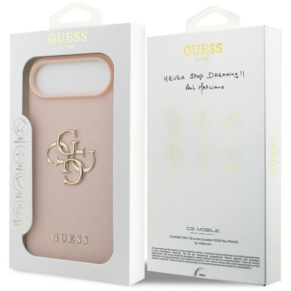 Pouzdro pro Apple iPhone 17 Air, Guess, 4G Grained Big and Classic Logo, Růžové