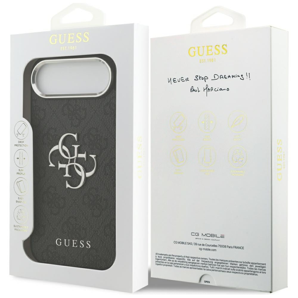 Pouzdro pro Apple iPhone 17 Air, Guess, Big 4G Logo Classic, Černé Stříbrné