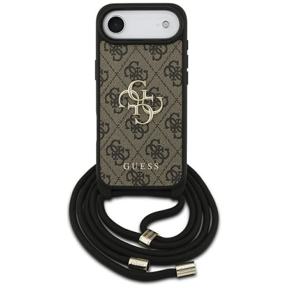 Pouzdro pro Apple iPhone 17 Air, Guess, Crossbody Cord 4G Big Log, hnědá