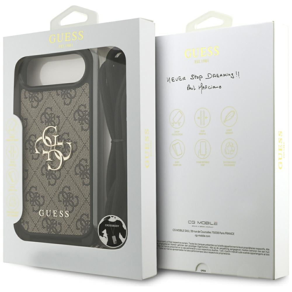 Pouzdro pro Apple iPhone 17 Air, Guess, Crossbody Cord 4G Big Log, hnědá
