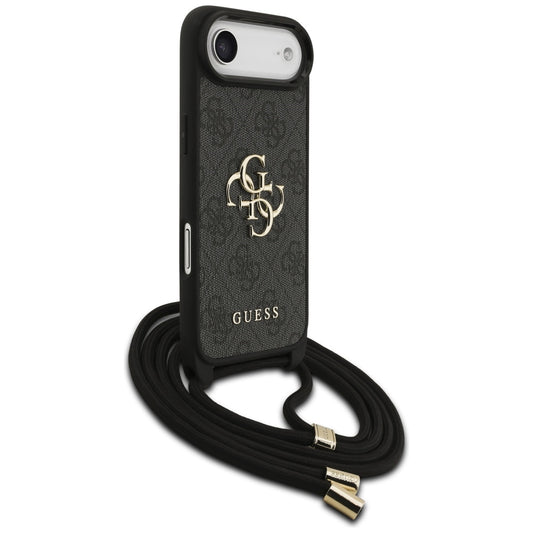 Pouzdro pro Apple iPhone 17 Air, Guess, Crossbody Cord 4G Big Log, černá
