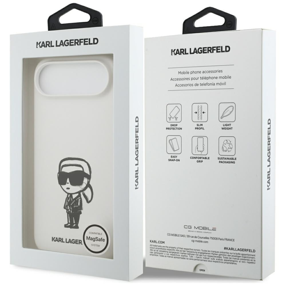 Pouzdro pro Apple iPhone 17 Air, Karl Lagerfeld, Sketch and Logo Karl, Bílá