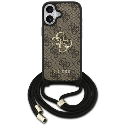 Pouzdro pro Apple iPhone 17, Guess, 4G CBDY Big Logo with Cord Strap, Hnědá