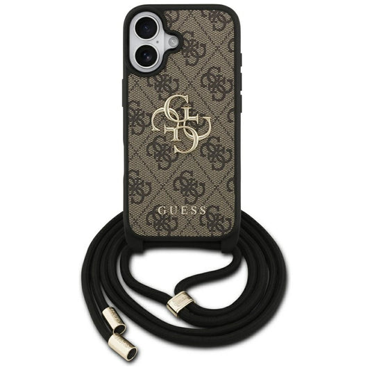 Pouzdro pro Apple iPhone 17, Guess, 4G CBDY Big Logo with Cord Strap, Hnědá