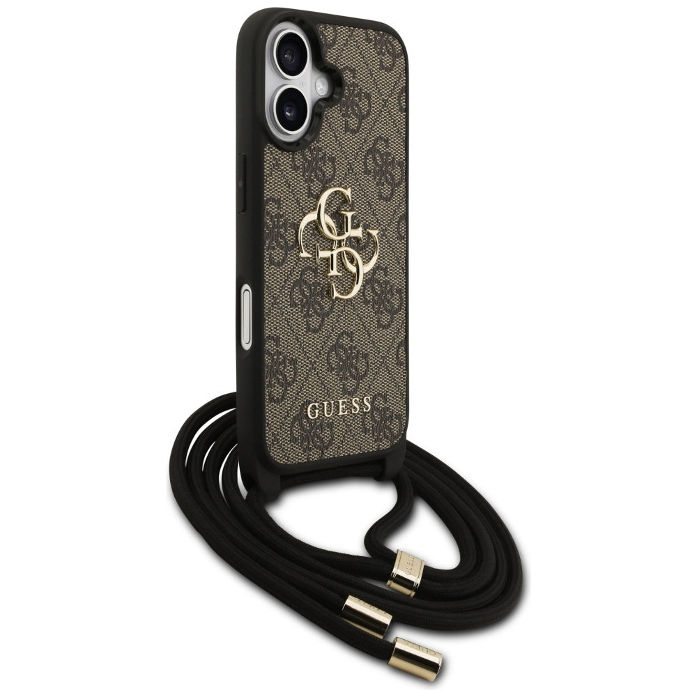 Pouzdro pro Apple iPhone 17, Guess, 4G CBDY Big Logo with Cord Strap, Hnědá