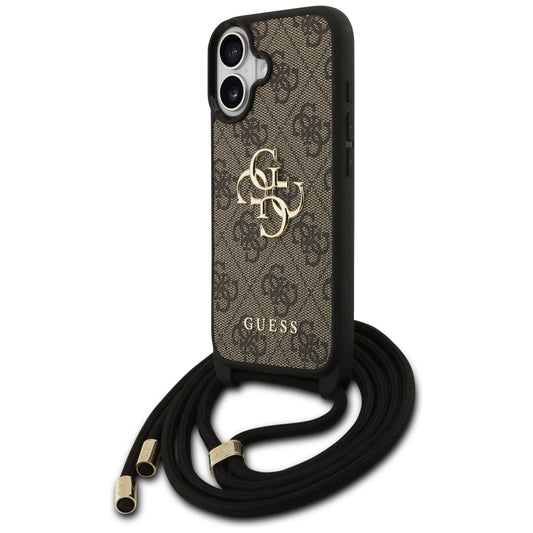 Pouzdro pro Apple iPhone 17, Guess, 4G CBDY Big Logo with Cord Strap, Hnědá