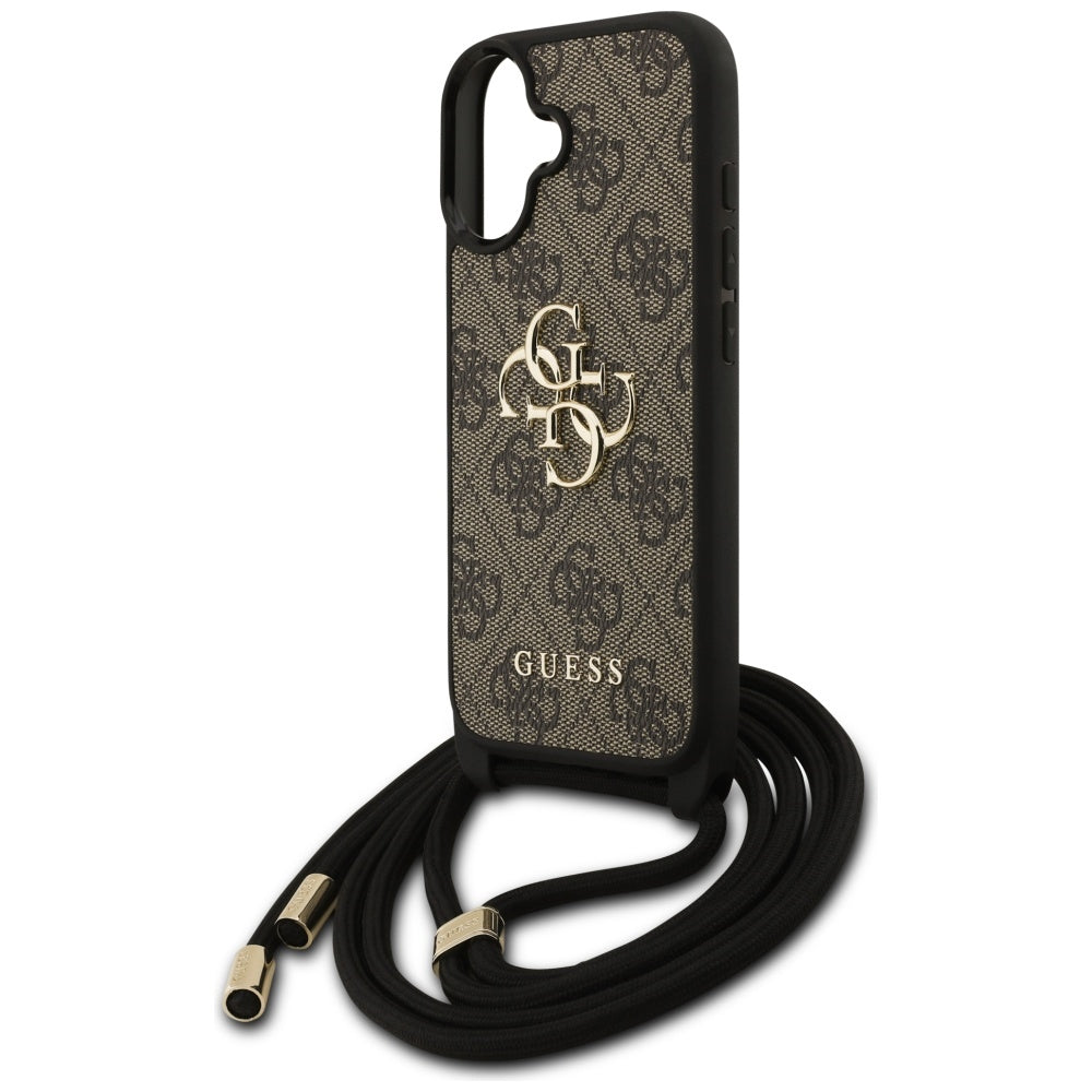 Pouzdro pro Apple iPhone 17, Guess, 4G CBDY Big Logo with Cord Strap, Hnědá