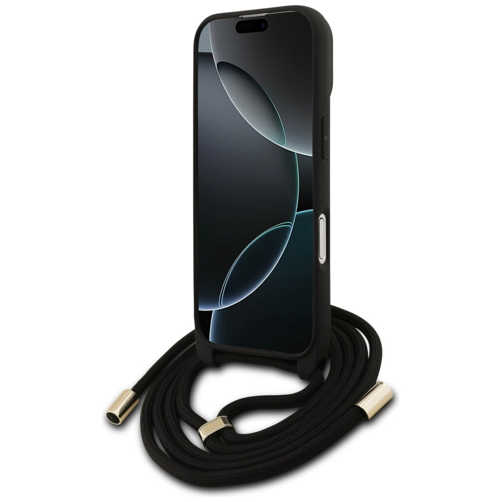 Pouzdro pro Apple iPhone 17, Guess, 4G CBDY Big Logo with Cord Strap, Hnědá