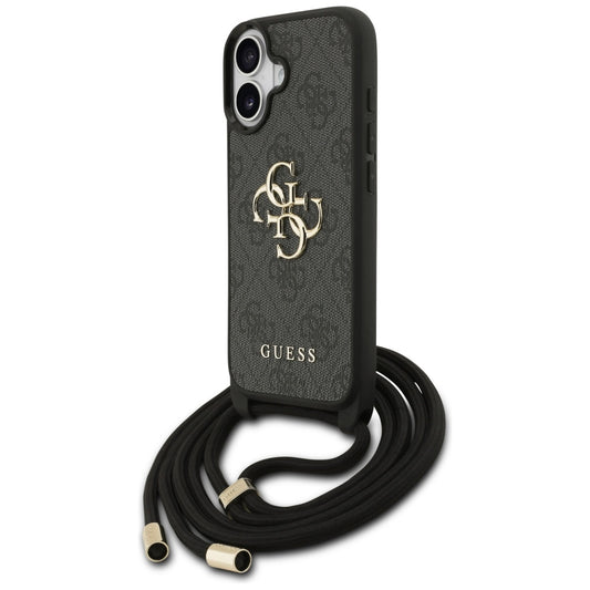Pouzdro pro Apple iPhone 17, Guess, 4G CBDY Big Logo with Cord Strap, Černá