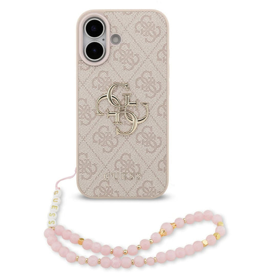 Pouzdro pro Apple iPhone 17, Guess, 4G Classic Logo with Strap, Růžové