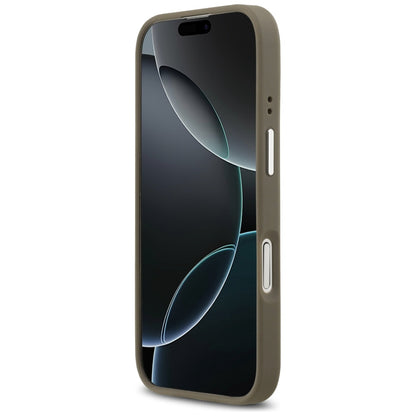 Pouzdro pro Apple iPhone 17, Guess, 4G Grained Big And Classic Logo, Hnědé Stříbrné