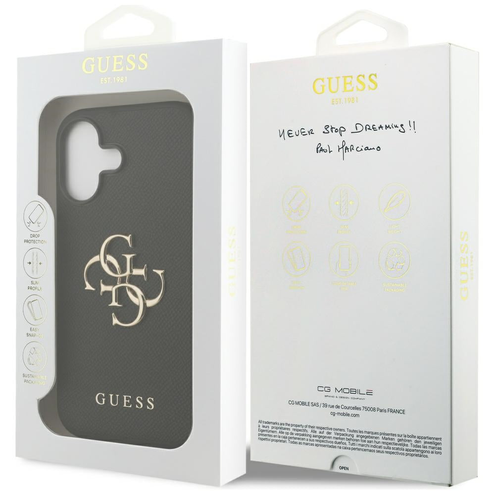 Pouzdro pro Apple iPhone 17, Guess, 4G Grained Big and Classic Logo, Černá