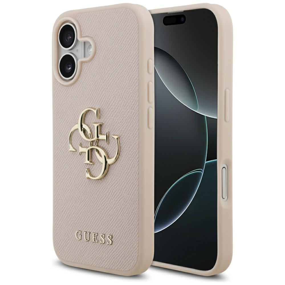 Pouzdro pro Apple iPhone 17, Guess, 4G Grained Big and Classic Logo, Růžové