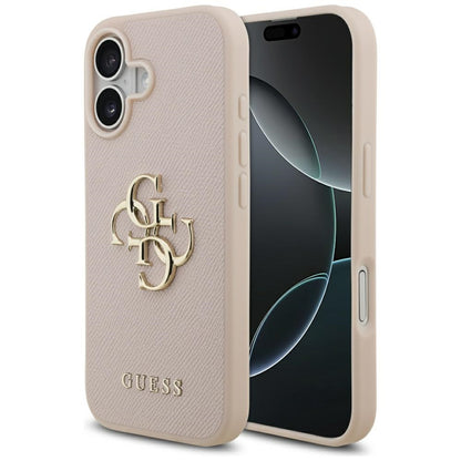 Pouzdro pro Apple iPhone 17, Guess, 4G Grained Big and Classic Logo, Růžové