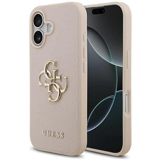Pouzdro pro Apple iPhone 17, Guess, 4G Grained Big and Classic Logo, Růžové