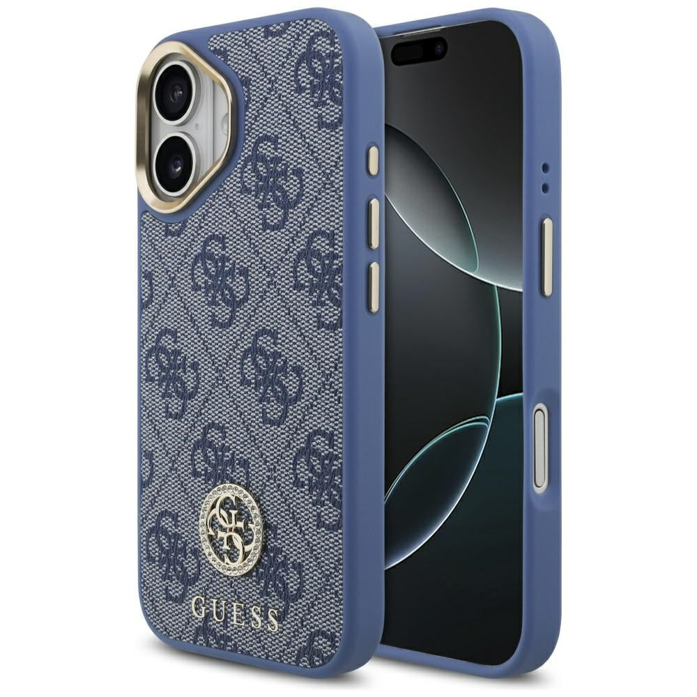 Pouzdro pro Apple iPhone 17, Guess, 4G Strass Logo, Modrá