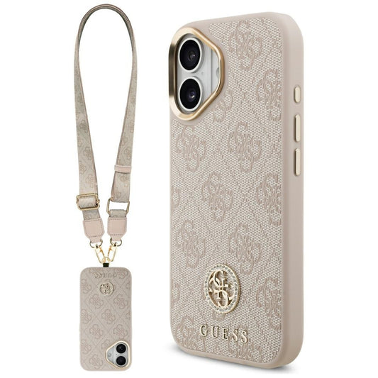 Pouzdro pro Apple iPhone 17, Guess, 4G Strass Logo and Big Strap, Růžové