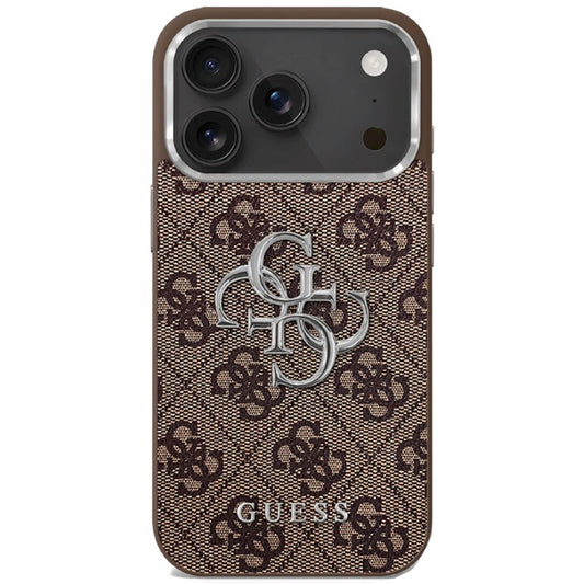 Pouzdro pro Apple iPhone 17, Guess, Big 4G Logo Classic, Hnědo Stříbrné
