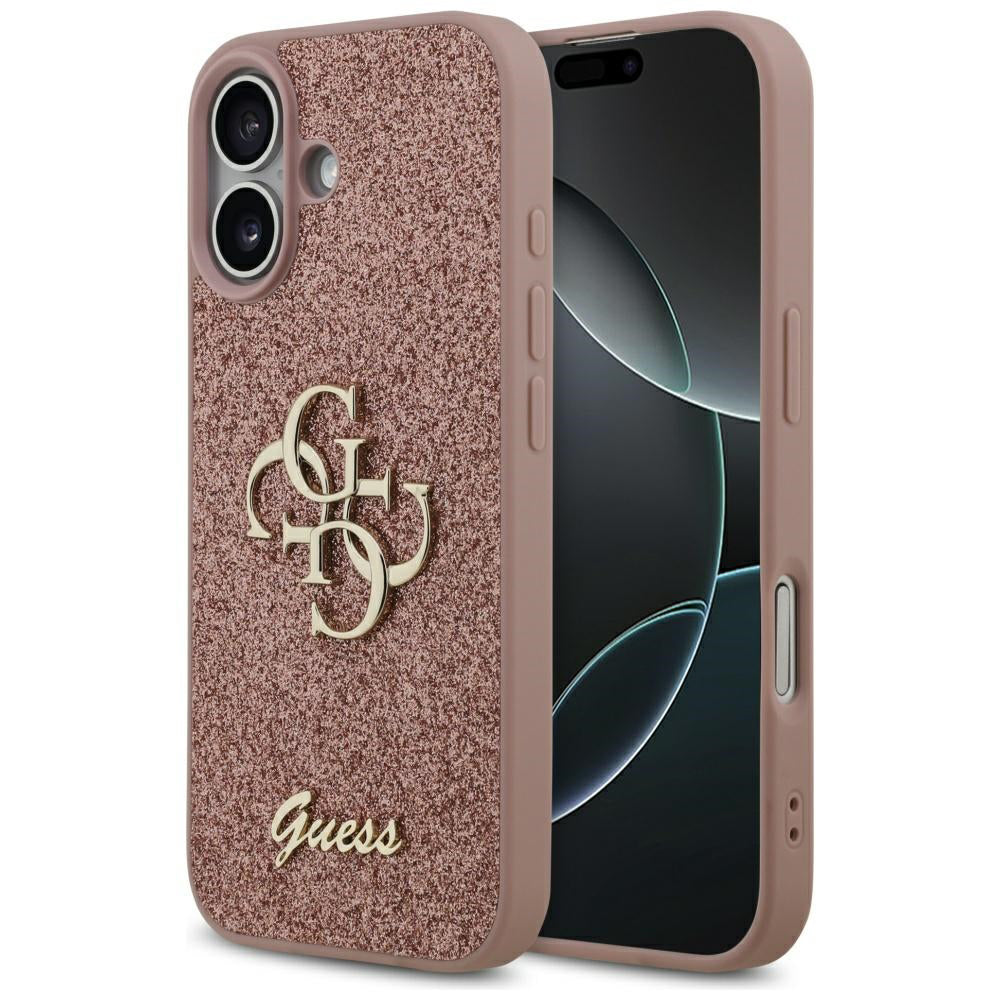 Pouzdro pro Apple iPhone 17, Guess, Fixed Glitter Big 4G, Růžové
