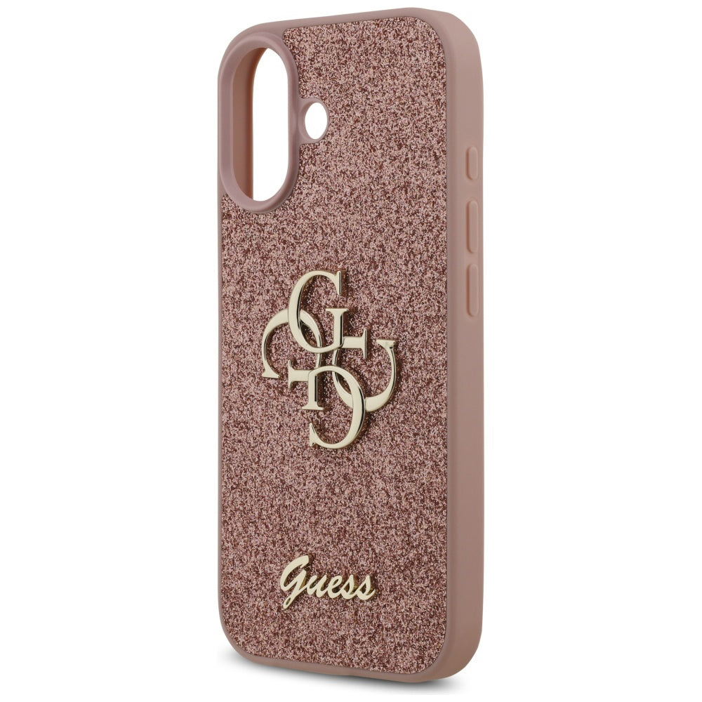 Pouzdro pro Apple iPhone 17, Guess, Fixed Glitter Big 4G, Růžové