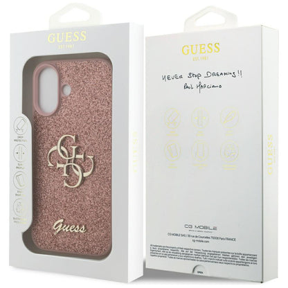 Pouzdro pro Apple iPhone 17, Guess, Fixed Glitter Big 4G, Růžové