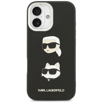 Pouzdro pro Apple iPhone 17, Karl Lagerfeld, Grained Karl & Choupette's Heads Pins and Logo, Černá