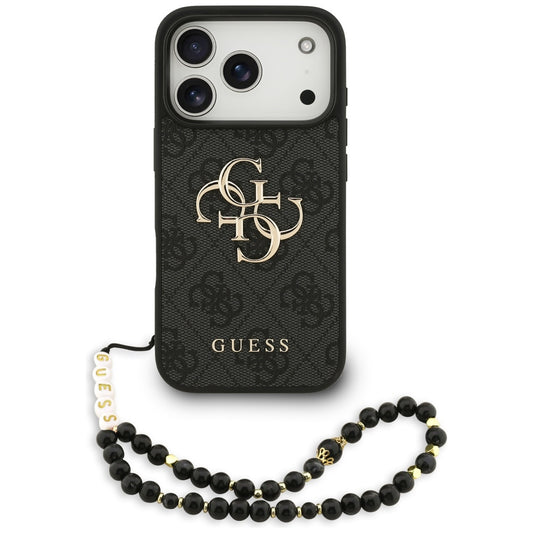Pouzdro pro Apple iPhone 17 Pro, Guess, 4G Classic Logo with Strap, Černá