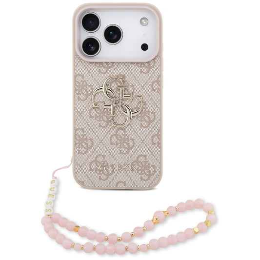 Pouzdro pro Apple iPhone 17 Pro, Guess, 4G Classic Logo with Strap, Růžové