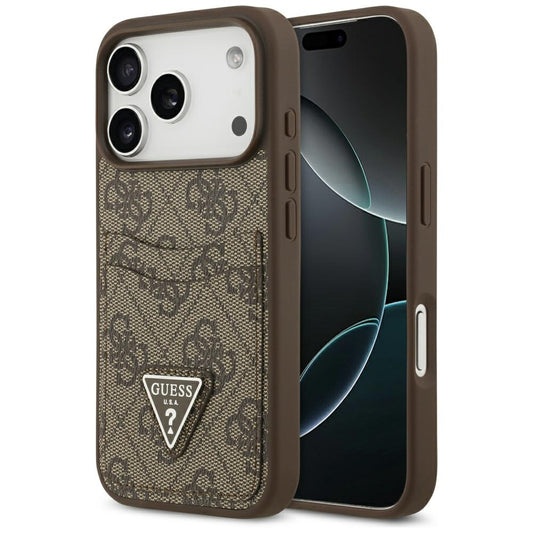 Pouzdro pro Apple iPhone 17 Pro, Guess, 4G Double Card Triangle, Hnědá
