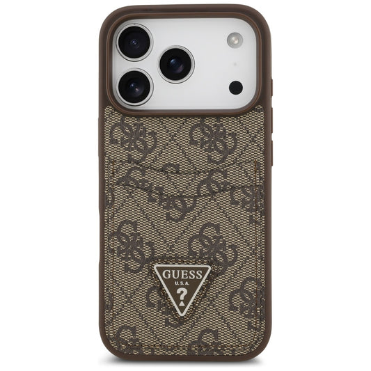Pouzdro pro Apple iPhone 17 Pro, Guess, 4G Double Card Triangle, Hnědá