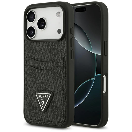 Pouzdro pro Apple iPhone 17 Pro, Guess, 4G Double Card Triangle, Černá