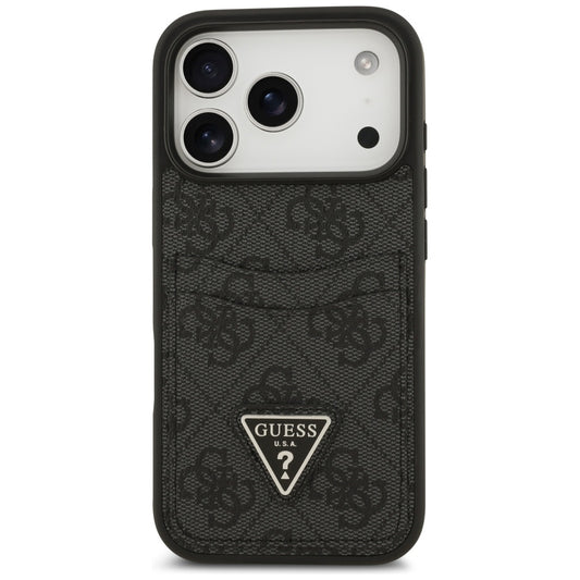 Pouzdro pro Apple iPhone 17 Pro, Guess, 4G Double Card Triangle, Černá