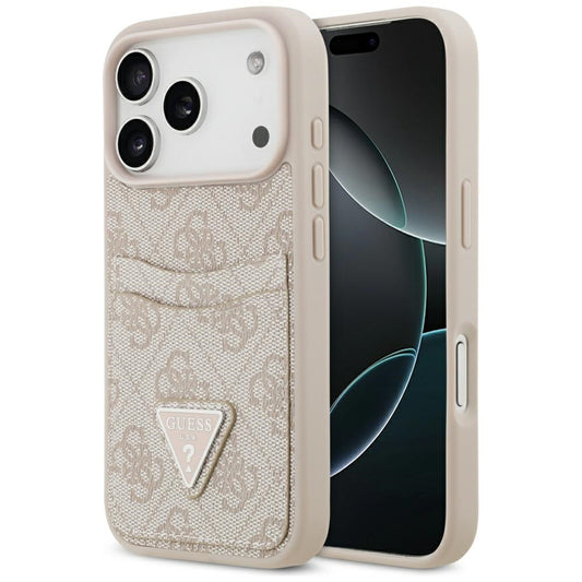 Pouzdro pro Apple iPhone 17 Pro, Guess, 4G Double Card Triangle, Růžové