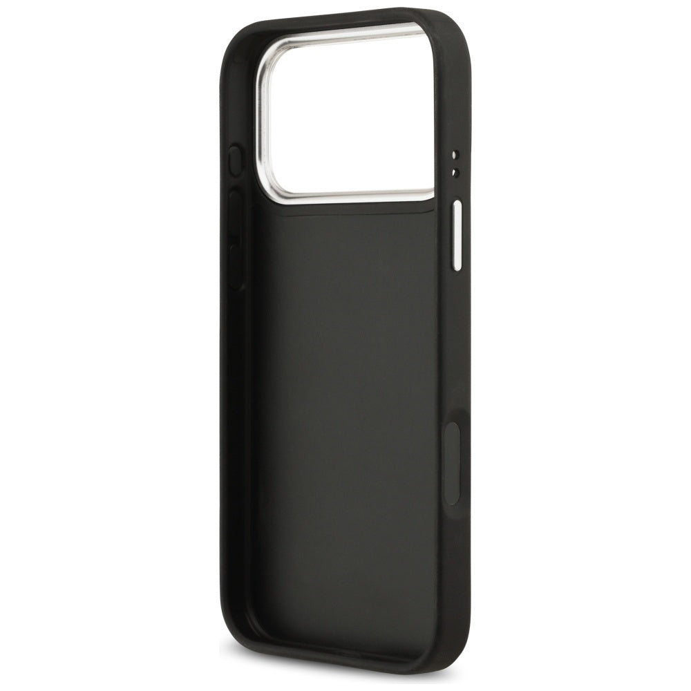 Pouzdro pro Apple iPhone 17 Pro, Guess, 4G Grained Big and Classic Logo, Černé Stříbrné