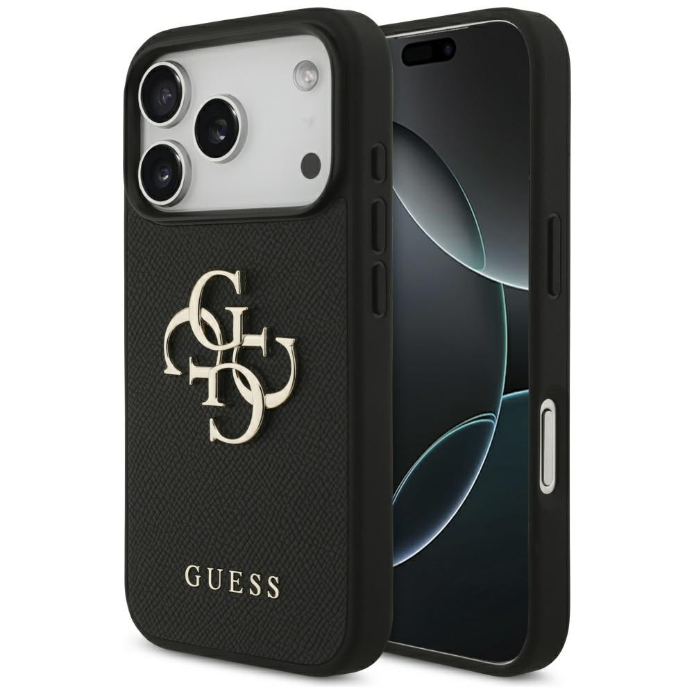 Pouzdro pro Apple iPhone 17 Pro, Guess, 4G Grained Big and Classic Logo, Černá