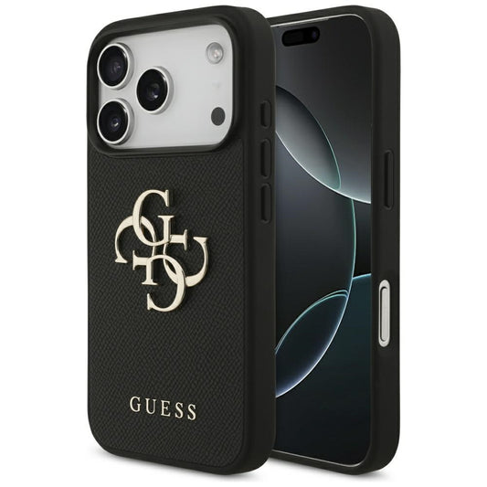 Pouzdro pro Apple iPhone 17 Pro, Guess, 4G Grained Big and Classic Logo, Černá