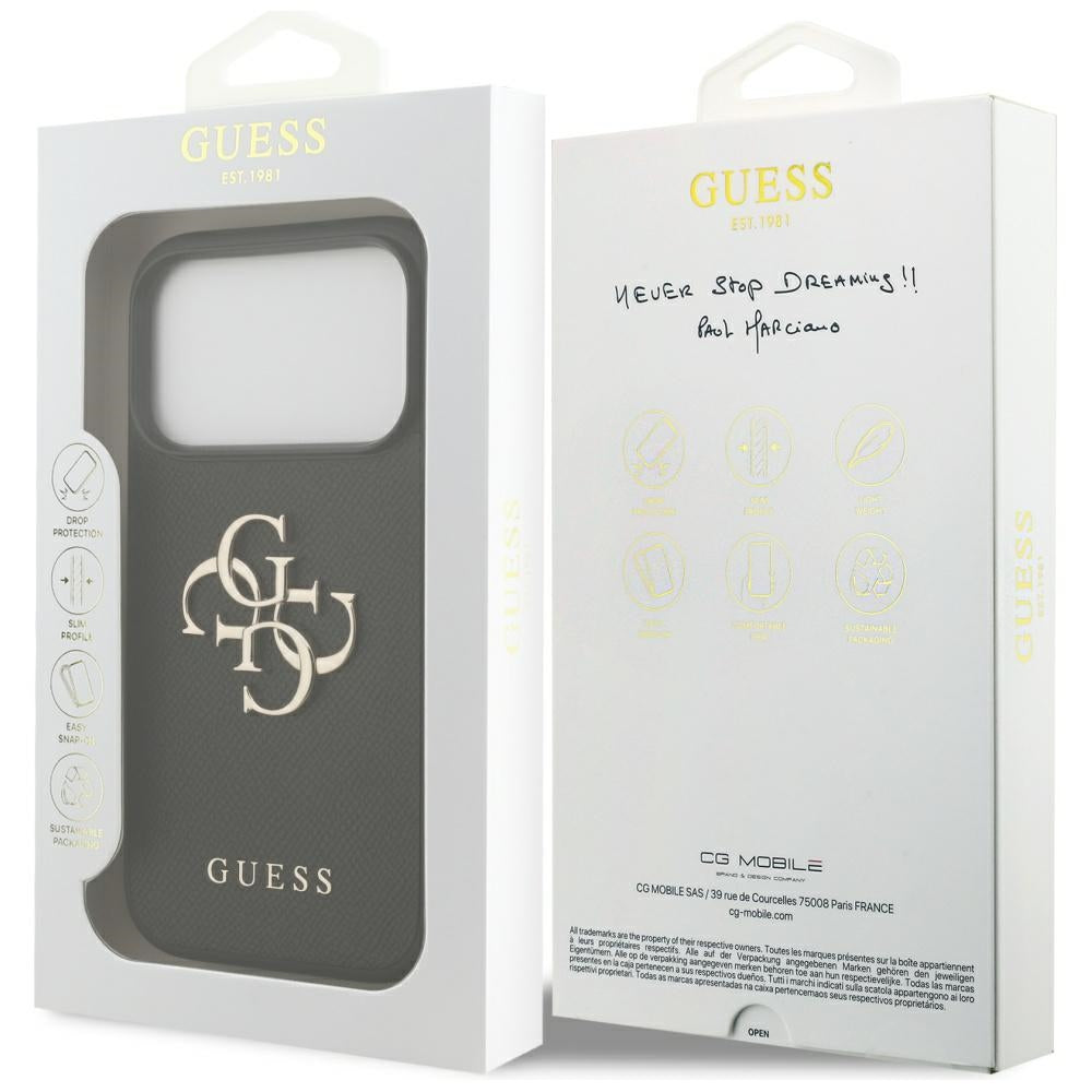 Pouzdro pro Apple iPhone 17 Pro, Guess, 4G Grained Big and Classic Logo, Černá