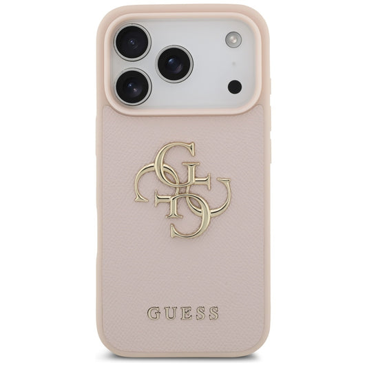 Pouzdro pro Apple iPhone 17 Pro, Guess, 4G Grained Big and Classic Logo, Růžové