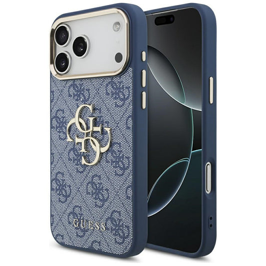 Pouzdro pro Apple iPhone 17 Pro, Guess, Big 4G Logo Classic, Zlatomodrá