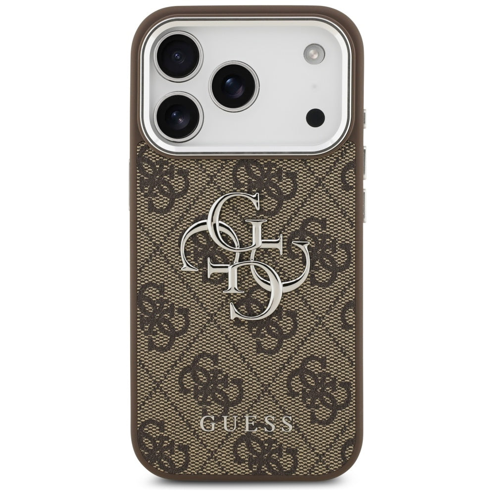 Pouzdro pro Apple iPhone 17 Pro, Guess, Big 4G Logo Classic, Stříbrně hnědé