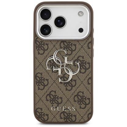 Pouzdro pro Apple iPhone 17 Pro, Guess, Big 4G Logo Classic, Stříbrně hnědé