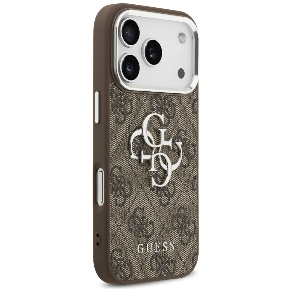 Pouzdro pro Apple iPhone 17 Pro, Guess, Big 4G Logo Classic, Stříbrně hnědé