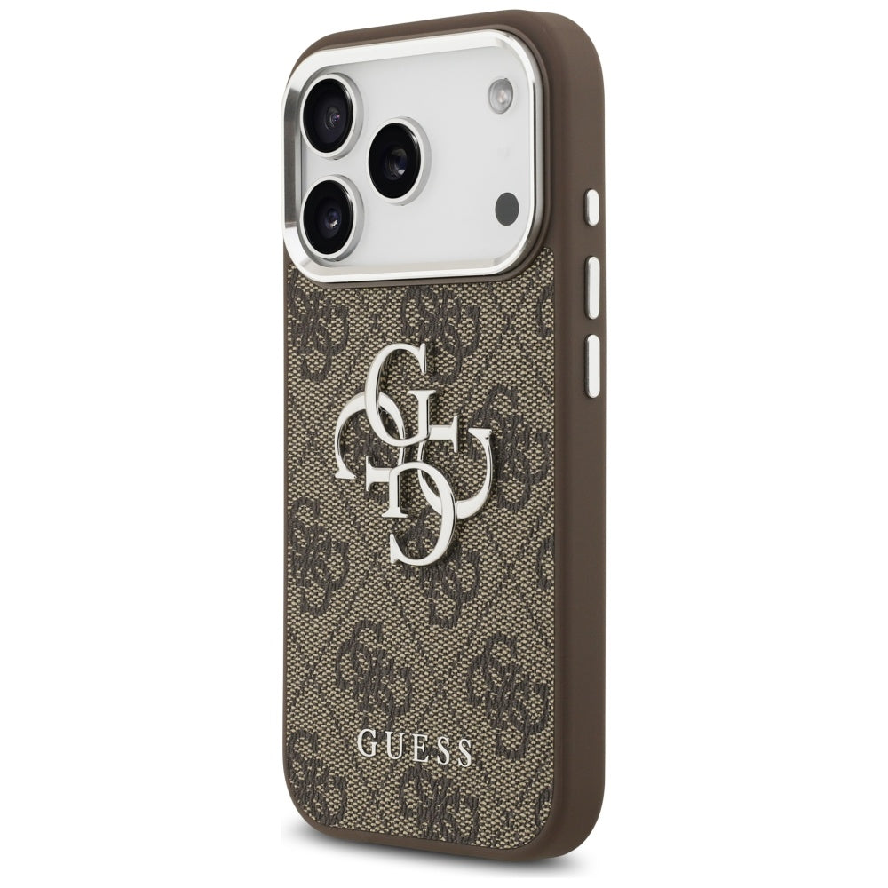 Pouzdro pro Apple iPhone 17 Pro, Guess, Big 4G Logo Classic, Stříbrně hnědé