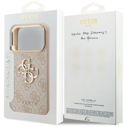 Pouzdro pro Apple iPhone 17 Pro, Guess, Big 4G Logo Classic, Růžové Zlato