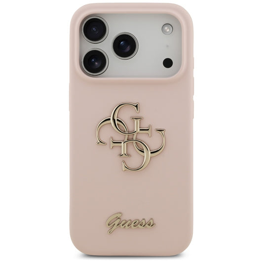 Pouzdro pro Apple iPhone 17 Pro, Guess, Big 4G Script, Světle růžová