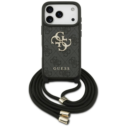 Pouzdro pro Apple iPhone 17 Pro, Guess, Crossbody Cord 4G Big Log, černá