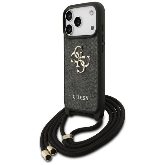 Pouzdro pro Apple iPhone 17 Pro, Guess, Crossbody Cord 4G Big Log, černá