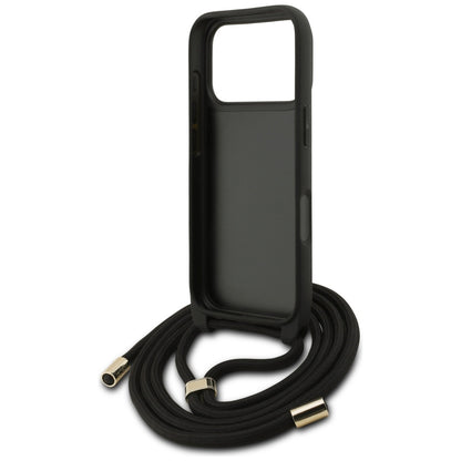 Pouzdro pro Apple iPhone 17 Pro, Guess, Crossbody Cord 4G Big Log, černá
