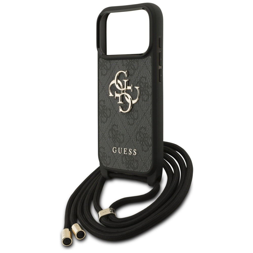 Pouzdro pro Apple iPhone 17 Pro, Guess, Crossbody Cord 4G Big Log, černá